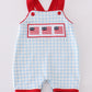 Blue flag embroidery gingham jonjon