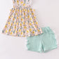 Lemon print girl ruffle shorts set