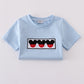 Blue character french knot top
