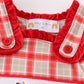 Red chicken embroidery plaid girl bubble