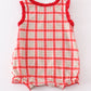 Red chicken embroidery plaid girl bubble