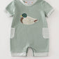 Green duck applique boy romper