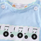 Blue tractor embroidery boy bubble