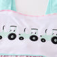 Pink tractor embroidery plaid dress