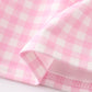 Pink tractor embroidery plaid girl set
