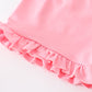 Pink shell embroidery girl set