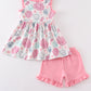 Pink shell embroidery girl set