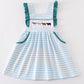Blue stripe cow embroidery dress