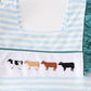 Blue stripe cow embroidery dress