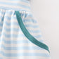 Blue stripe cow embroidery dress