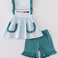 Blue stripe cow embroidery girl set