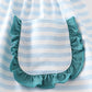 Blue stripe cow embroidery girl set