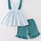 Blue stripe cow embroidery girl set