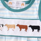 Blue stripe cow embroidery boy bubble