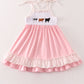 Pink cow embroidery dress