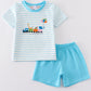Blue farm embroidery boy set