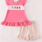 Pink animals birthday embroidery girl set