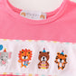Pink animals birthday embroidery girl set