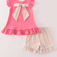 Pink animals birthday embroidery girl set
