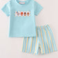 Blue animals birthday embroidery boy set