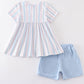 Crab french knot stripe girl set