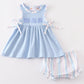 Crab french knot stripe baby girl set