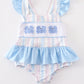 Crab french knot stripe girl swimsuit