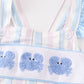 Crab french knot stripe girl swimsuit