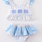 Crab french knot stripe 2pc girl swimsuit