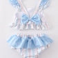 Crab french knot stripe 2pc girl swimsuit