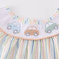 Stripe car embroidery girl set