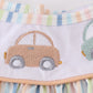 Stripe car embroidery girl set