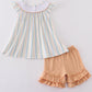 Stripe car embroidery girl set