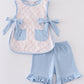 Pink bow girl shorts set