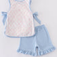Pink bow girl shorts set