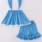 Blue frozen smocked girl set