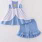 Blue Cinderella smocked girl set