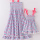 Blue ribbon lace charm smocked mom&me dress