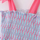 Blue ribbon lace charm smocked mom&me dress