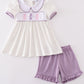 Purple ballet embroidery girl set