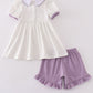 Purple ballet embroidery girl set
