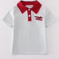 Sage stripe plane embroidery boy shirt