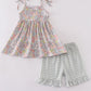 Sage pastel floral harmony girl gingham set