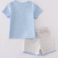 Blue carousel applique boy set