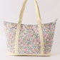 Yellow floral plaid tote bag