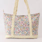 Yellow floral plaid tote bag