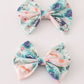 Green garden serenity print girl piggie hair bow