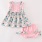 Green garden serenity print girl bloomer set