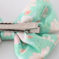 Green floral print girl piggie hair bow
