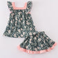Green forest bloom print girl bloomer set